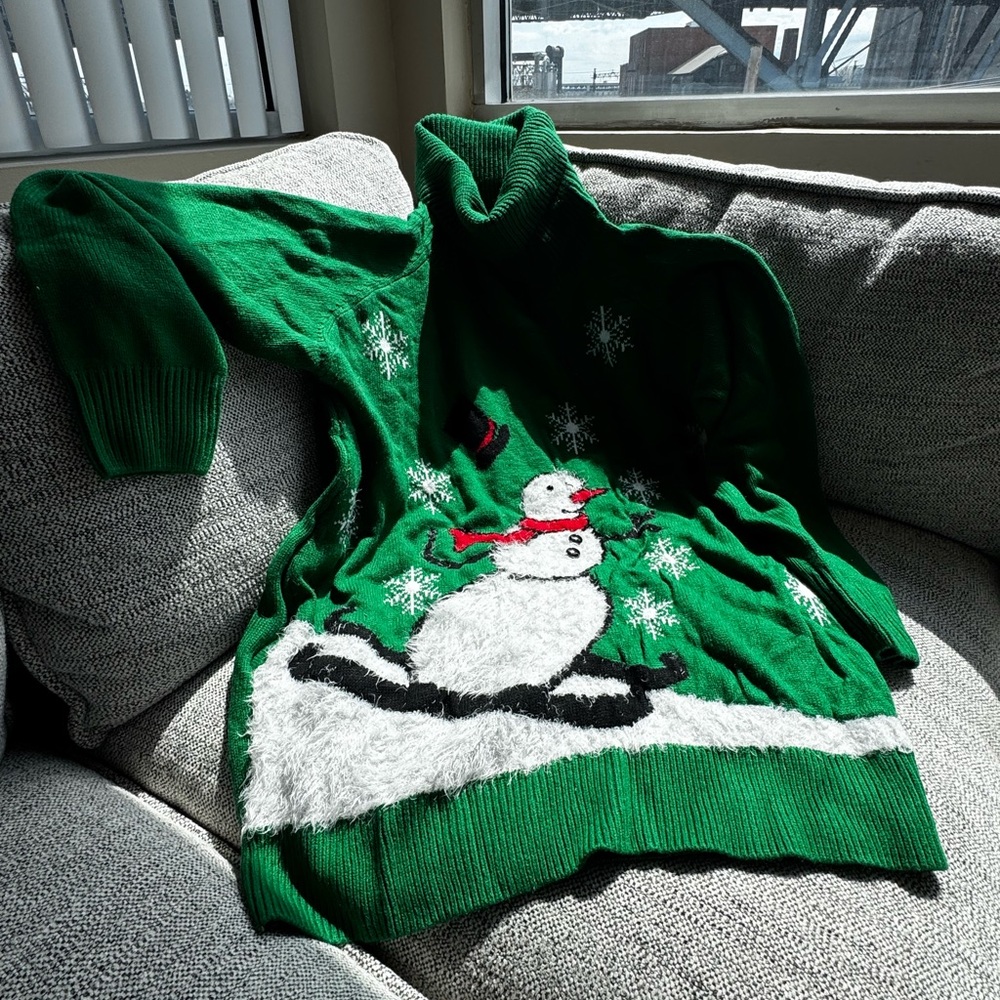 Green Snowman Sweater